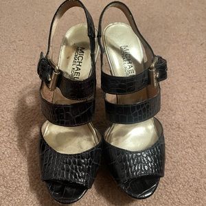 Michael kors black sandal with gold hardware size 5.5